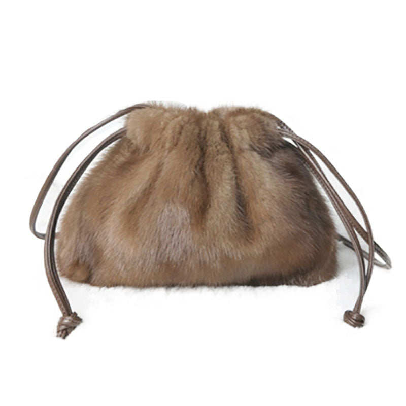 Real Mink Fur Handbags 2022 New Style Luxury 100% Mink Fur Bags Lady Cross Bags Shoulder Bag 8817