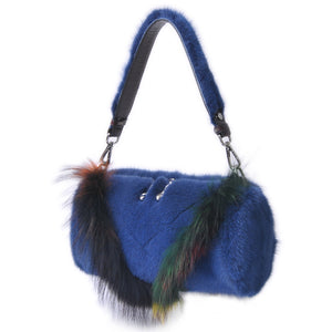 Real Mink Fur Shoulder Bags Lady Plush Handbags New Arrival Raccoon Fur Messenger Bags Women 7975